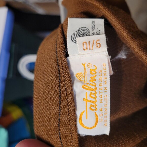 Vintage Catalina Wool Doubleknit A Line Skirt Brown Pull On Tag Size 9 10 - Picture 5 of 6